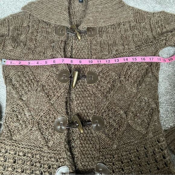 Carole Little Brown Cable Knit Wool Alpaca Blend Cardigan Sweater L Cottagecore - Picture 9 of 11